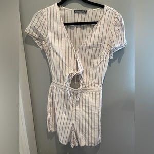 Abercrombie and Fitch white and light red striped romper
